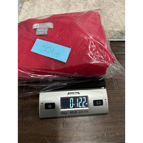 JCP Red V Neck Sweater Mens Combed Cotton Sz Large - Picture 10 of 10